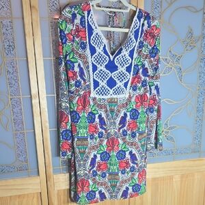 Judith March Colorful Floral Long Sleeve Dress